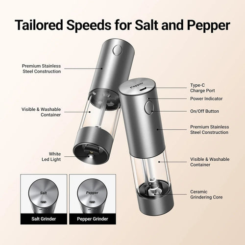Electric Salt and Pepper Grinder Set